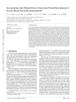 Incorporating Like-Minded Peers to Overcome Friend Data Sparsity in
  Session-Based Social Recommendations