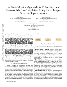 A Data Selection Approach for Enhancing Low Resource Machine Translation
  Using Cross-Lingual Sentence Representations