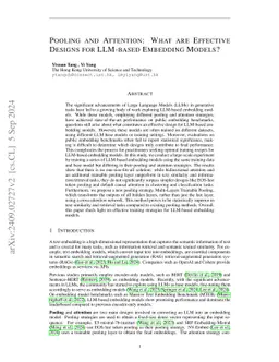 Pooling And Attention: What Are Effective Designs For LLM-Based
  Embedding Models?