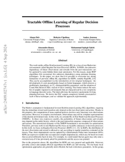 Tractable Offline Learning of Regular Decision Processes