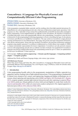 CoolerSpace: A Language for Physically Correct and Computationally
  Efficient Color Programming