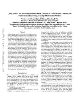 CMM-Math: A Chinese Multimodal Math Dataset To Evaluate and Enhance the
  Mathematics Reasoning of Large Multimodal Models