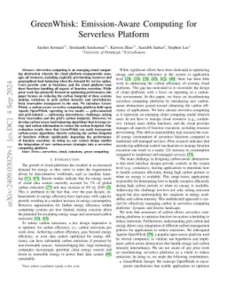 GreenWhisk: Emission-Aware Computing for Serverless Platform