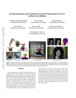 Incorporating dense metric depth into neural 3D representations for view
  synthesis and relighting