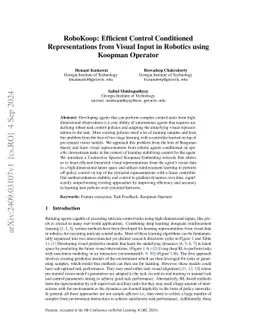 RoboKoop: Efficient Control Conditioned Representations from Visual
  Input in Robotics using Koopman Operator