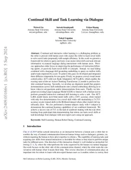 Continual Robot Skill and Task Learning via Dialogue