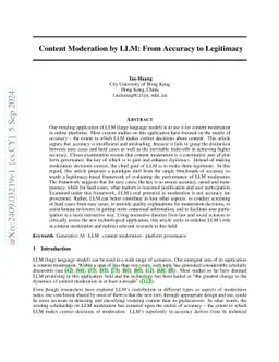 Content Moderation by LLM: From Accuracy to Legitimacy