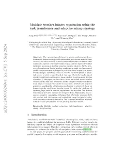 Multiple weather images restoration using the task transformer and
  adaptive mixup strategy