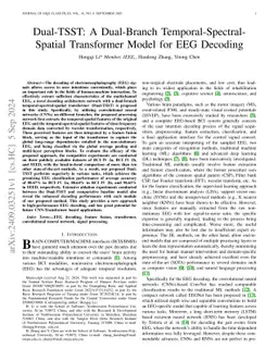 Dual-TSST: A Dual-Branch Temporal-Spectral-Spatial Transformer Model for
  EEG Decoding