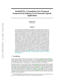 FireRedTTS: A Foundation Text-To-Speech Framework for Industry-Level Generative Speech Applications