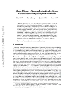 Masked Sensory-Temporal Attention for Sensor Generalization in Quadruped Locomotion