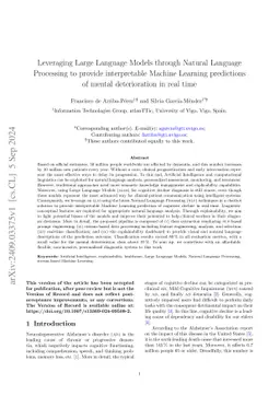 Leveraging Large Language Models through Natural Language Processing to
  provide interpretable Machine Learning predictions of mental deterioration in
  real time