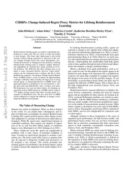 CHIRPs: Change-Induced Regret Proxy metrics for Lifelong Reinforcement Learning