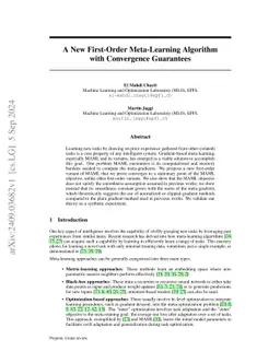A New First-Order Meta-Learning Algorithm with Convergence Guarantees