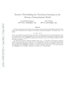 Iterative thresholding for non-linear learning in the strong
  $\varepsilon$-contamination model