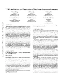 VERA: Validation and Evaluation of Retrieval-Augmented Systems