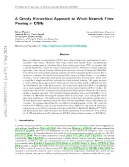 A Greedy Hierarchical Approach to Whole-Network Filter-Pruning in CNNs