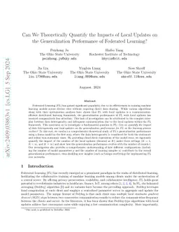 Can We Theoretically Quantify the Impacts of Local Updates on the
  Generalization Performance of Federated Learning?
