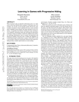 Learning in Games with Progressive Hiding