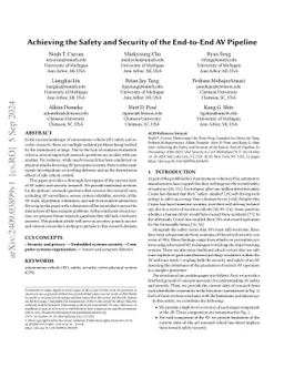 Achieving the Safety and Security of the End-to-End AV Pipeline