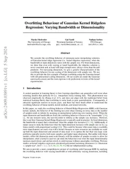 Overfitting Behaviour of Gaussian Kernel Ridgeless Regression: Varying
  Bandwidth or Dimensionality