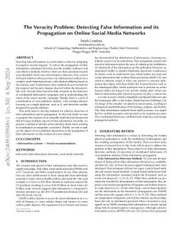 The Veracity Problem: Detecting False Information and its Propagation on
  Online Social Media Networks