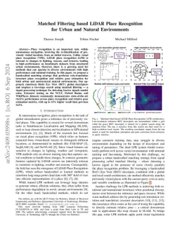 Matched Filtering based LiDAR Place Recognition for Urban and Natural
  Environments