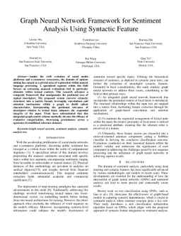 Graph Neural Network Framework for Sentiment Analysis Using Syntactic
  Feature