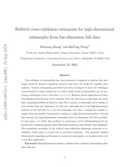Refitted cross-validation estimation for high-dimensional subsamples
  from low-dimension full data