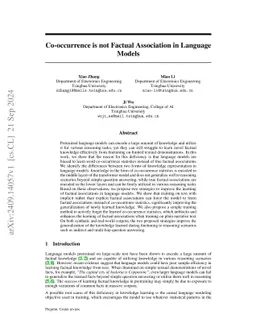 Co-occurrence is not Factual Association in Language Models