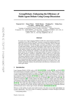 GroupDebate: Enhancing the Efficiency of Multi-Agent Debate Using Group Discussion