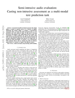 Semi-intrusive audio evaluation: Casting non-intrusive assessment as a multi-modal text prediction task