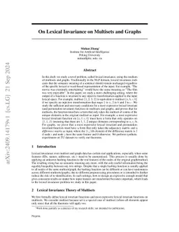 On Lexical Invariance on Multisets and Graphs