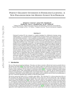 Perfect Gradient Inversion in Federated Learning: A New Paradigm from
  the Hidden Subset Sum Problem
