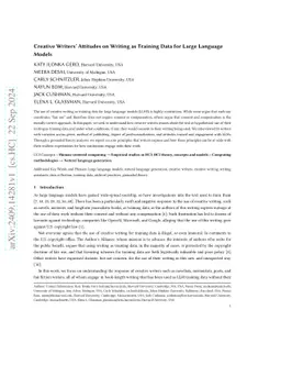 Creative Writers' Attitudes on Writing as Training Data for Large
  Language Models