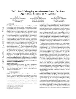 To Err Is AI! Debugging as an Intervention to Facilitate Appropriate
  Reliance on AI Systems
