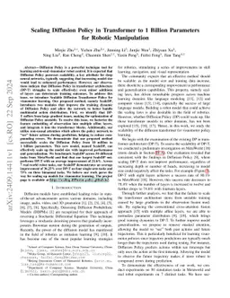 Scaling Diffusion Policy in Transformer to 1 Billion Parameters for
  Robotic Manipulation