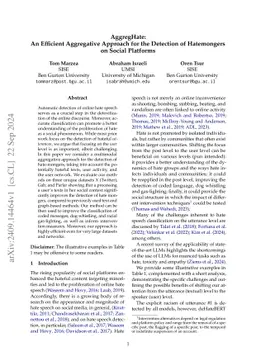 AggregHate: An Efficient Aggregative Approach for the Detection of
  Hatemongers on Social Platforms