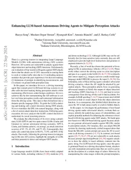 Enhancing LLM-based Autonomous Driving Agents to Mitigate Perception
  Attacks