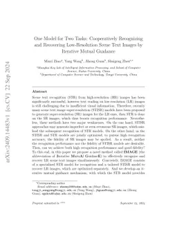 One Model for Two Tasks: Cooperatively Recognizing and Recovering
  Low-Resolution Scene Text Images by Iterative Mutual Guidance
