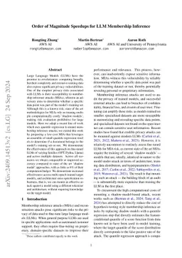 Order of Magnitude Speedups for LLM Membership Inference