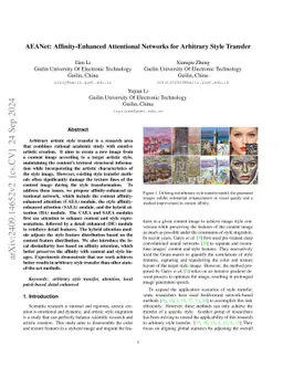 AEANet: Affinity Enhanced Attentional Networks for Arbitrary Style
  Transfer
