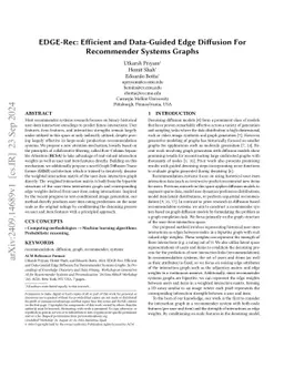 EDGE-Rec: Efficient and Data-Guided Edge Diffusion For Recommender
  Systems Graphs