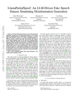 LlamaPartialSpoof: An LLM-Driven Fake Speech Dataset Simulating Disinformation Generation
