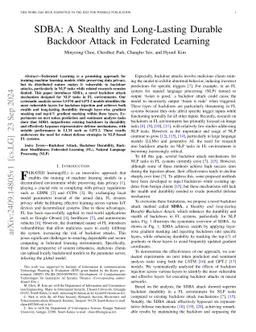 SDBA: A Stealthy and Long-Lasting Durable Backdoor Attack in Federated Learning