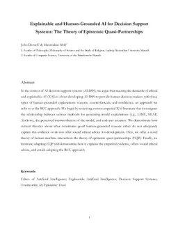 Explainable and Human-Grounded AI for Decision Support Systems: The
  Theory of Epistemic Quasi-Partnerships