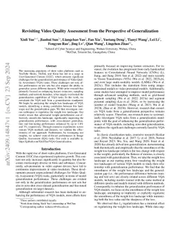 Revisiting Video Quality Assessment from the Perspective of
  Generalization