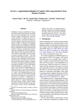 KARMA: Augmenting Embodied AI Agents with Long-and-short Term Memory Systems