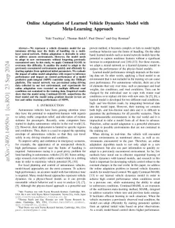 Online Adaptation of Learned Vehicle Dynamics Model with Meta-Learning
  Approach