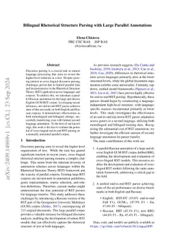 Bilingual Rhetorical Structure Parsing with Large Parallel Annotations